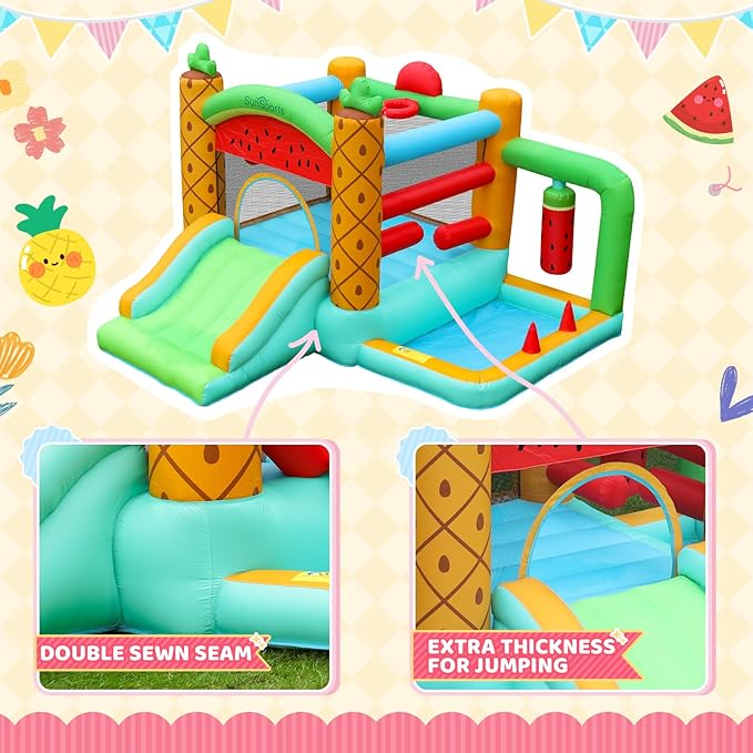 Bounce-House Bouncy-Castle Jump-House for Kids - Inflatable Bounce House with Slide for Indoor and Outdoor - Bouncy House with Blower - Ball Pit for Ages 3-8