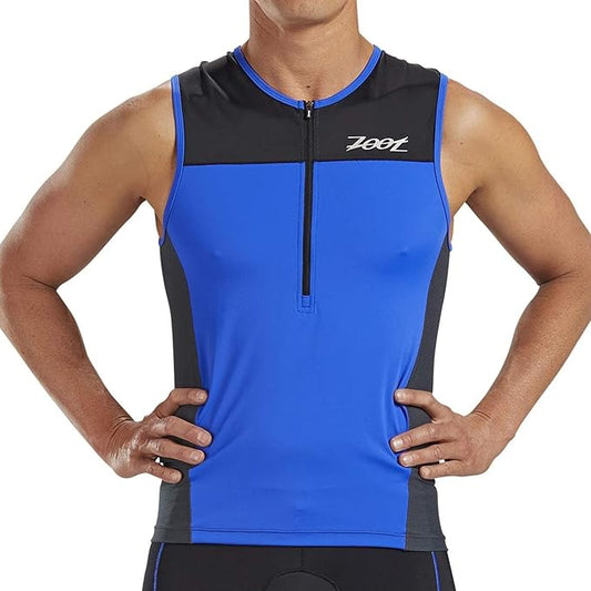 Zoot Men’s Core Tri Tank, Performance Triathlon Race Tank Top, UPF 50+ Fabric, Rear Pockets, Mesh Panels, & Cam Lock Zipper