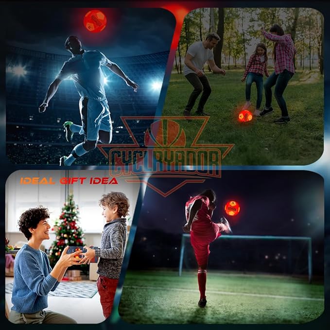 Rechargeable Glow in The Dark Soccer Ball,Size 5 Light up Soccerball,Ideal Soccer Gifts with Pump & Charging Cable Included.