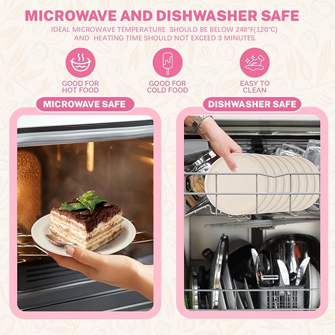 Homienly Small Plates Set of 8, Wheat Straw Plates, 5.7 Inch Lightweight Unbreakable MIni Dessert Plate, Microwave and Dishwasher Safe Small Plate Set - Beige