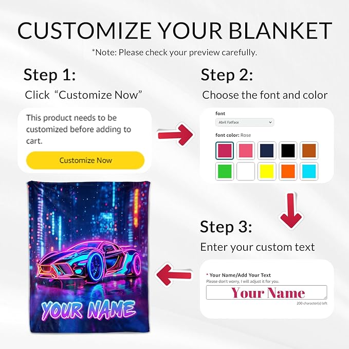 Personalized Racing Car Blanket for Teens - Boys Lightweight Throw Blanket Gifts for Sofa, Work