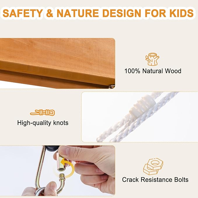 ROBUD 3-in-1 Playground Wooden Swing Sets for Backyard, DIY Swing Sets with Tree Swing and 2 Toddler Swings, Kids Outdoor Play Equipment, Outdoor Playset for Kids & Toddlers, Ages 3+