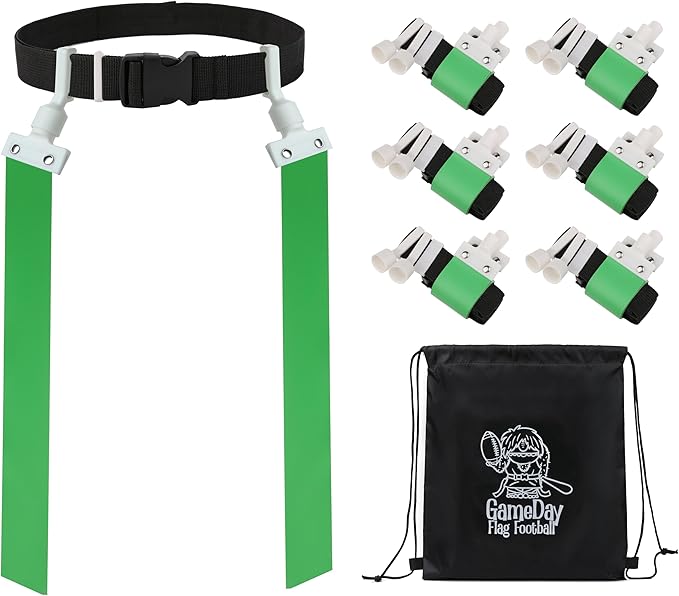 Gameday Flag Football Set – Kits for 2–14 Players w/Belts, Agility Cones & Carry Bag – Available in Multi Colors & Sizes