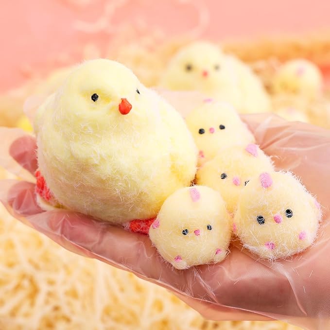 6Pcs Big Taba Squishy Fidget Toys-3.15in, Handmade Ultra Soft Chick Taba Squishy Kit, Cute Fidget Toys Silicone Squeeze Toys for Kids & Adults Stress Relief（Chicken）