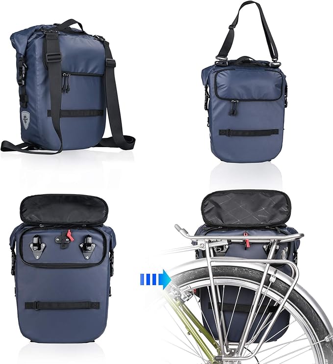 Rhinowalk Bike Pannier Bag, Waterproof Rack Bicycle Bag 20L, Bike Bag Shoulder Bag Laptop Pannier Backpack Professional Cycling Accessories