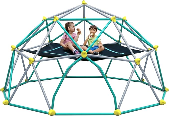 Merax 13FT Climbing Dome with Hammock, Outdoor Geometric Dome Climber Play Center for Kids 3-10 Supporting 1000 lbs, Easy Assembly Jungle Gym