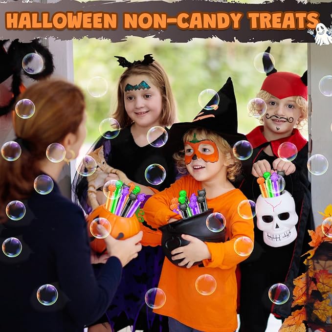 Boo Basket Goodie Bag Stuffers for Toddlers 200 Pcs, Halloween Mini Bubble Wands Toys Gifts for Kids, Small Treats Non Candy Birthday Party Favors Supplies Class Treasure Box Prizes Trinkets Stuff