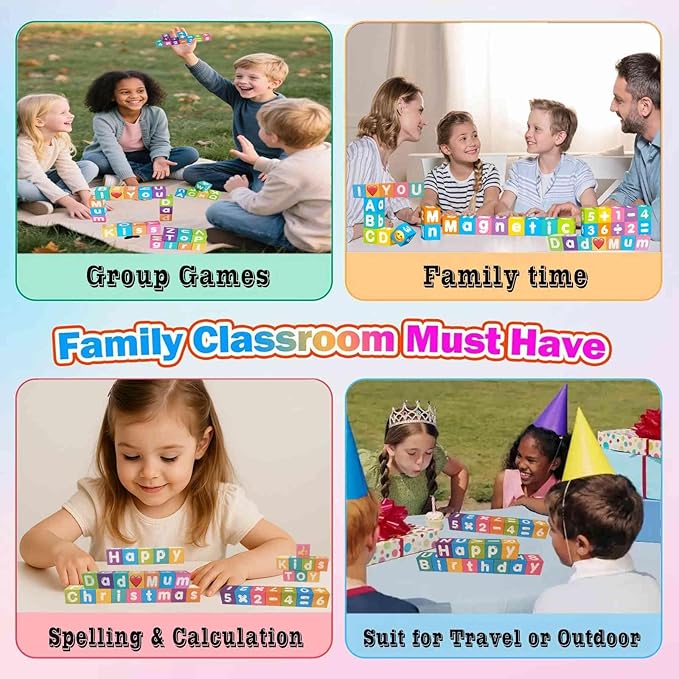 Portable Magnetic Letters Blocks Magnetic Alphabet & Numbers Montessori Learning Toys for Kids Educational Construction Travel Toys for Boys Girls 216 in 36 pcs