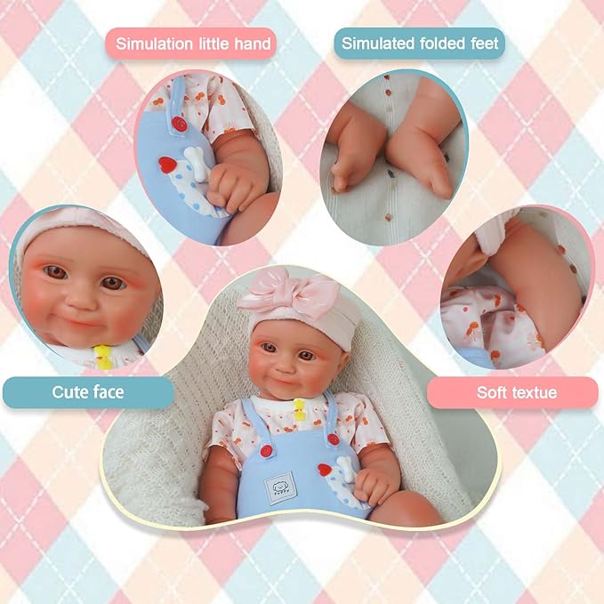 18.5 in Full Silicone Reborn Baby Dolls, 1:1 Lifelike Newborn Dolls Non Vinyl Realistic Reborn Toddler Dolls Boy Washable Sleeping Doll