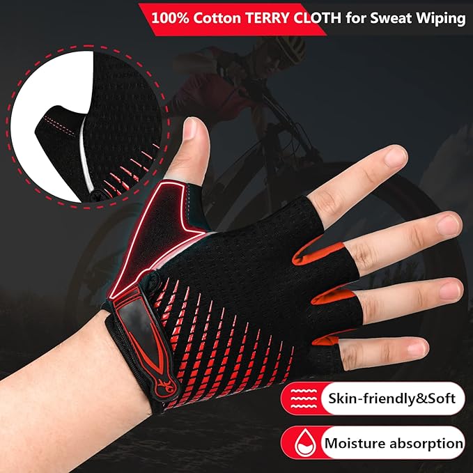 BIKINGMOREOK Bike Cycling Gloves for Men Women,Non-Slip Breathable 5MM Gel Pads DH Mountain Road Bicycle Gloves for MTB Biking Cycling,Workout Sports