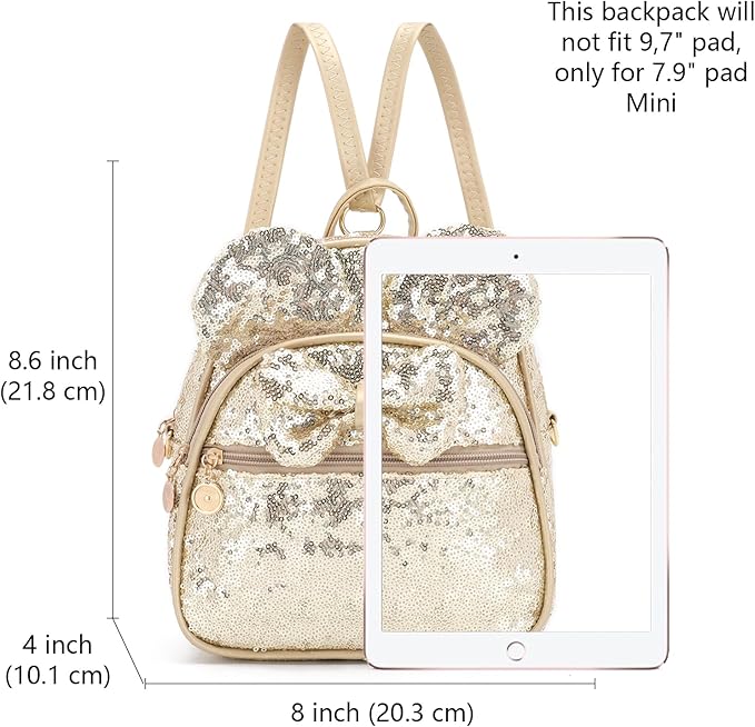 KL928 Girls Mini Backpack Bowknot Polka Dot Cute Small Daypacks Convertible Shoulder Bag Purse for Women