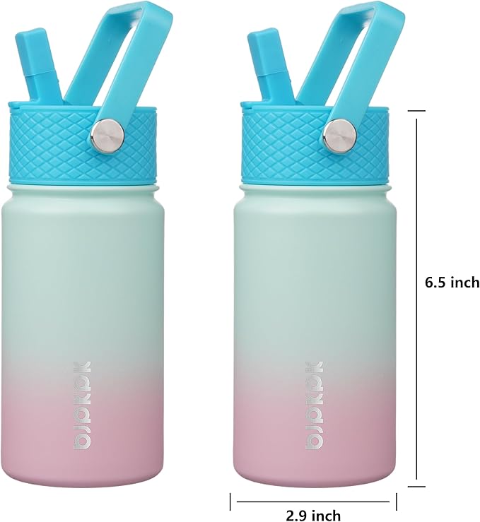 BJPKPK Insulated Water Bottle with Straw Lid, 15 oz Stainless Steel Metal Water Bottles, Reusable Leak Proof BPA Free Thermo, Flask, Cups - Marshmallow