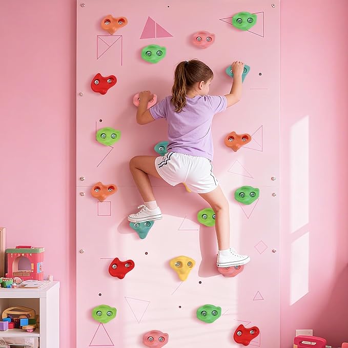 20 PCS Rock Climbing Holds for Kids, Extra Large Climbing Rock Wall Grips, Adult Rock Wall Holds Rock Wall Climbing Kit with Hardware for Indoor and Outdoor Climbing Wall Holds（Pastel Color）