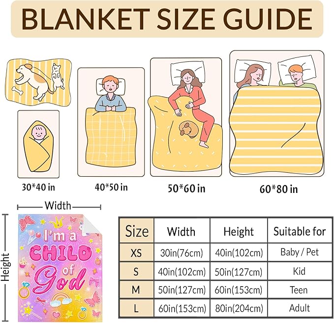 Christian Blanket for Girls, I am a Child of God Throw Blanket Gifts for Kids Girls Age 4-6, 40"x50" Cozy Fuzzy Pink Cute Flannel Inspirational Blankets Gift Throws for Couch Sofa Bed Decor