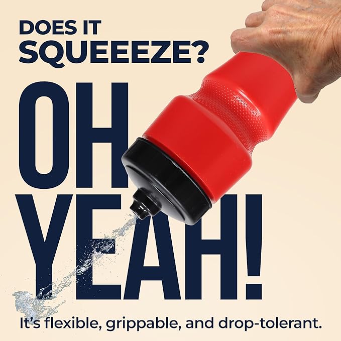Rolling Sands USA Made 24 oz Sports Squeeze Water Bottles, 8 Pack, BPA-Free, Easy Drink One Way Flow Valve, Fits Most Bike Cages, Dishwasher Safe, Durable, Reusable and Lightweight, Red