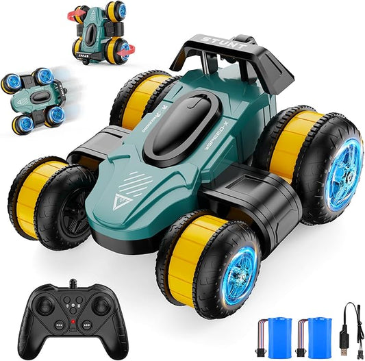 High Speed Drift Remote Control Stunt Deformation Car, Birthday Gifts, for Boys and Girls 3-16 Years Old (Green)
