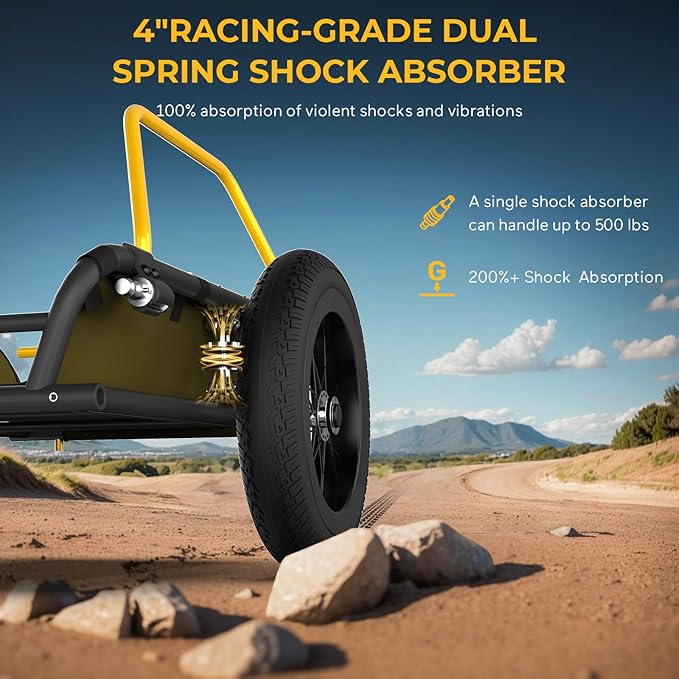 2 in 1 Bike Cargo Trailer and Wagon Cart, Bike Trailer with 360°Swivel Caster, Supports up to 150 lbs, Detachable Bicycle Trailers with 16"×3" Fat tire, Quick Release Wheel & Double Suspension