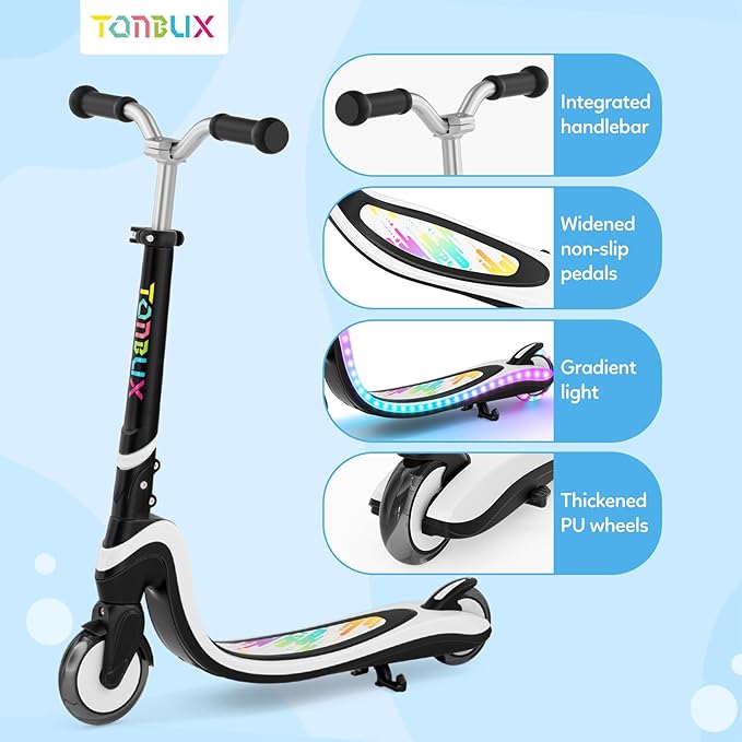 Scooter for Kids with Light-Up Wheels & Deck, Adjustable Heights 2 Wheel Kick Scooters for Kids 5-7, Toddler Scooters with 4 Lighting Mode Deck