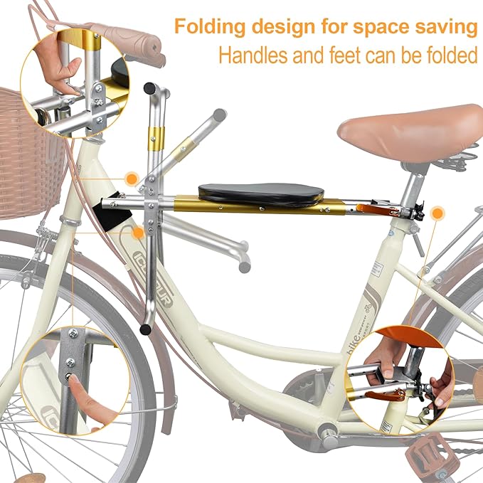 2025 Front Child Bike Seat, Kids Bike Seat for Adult Bike,Portable, Tool-Free, Quick-Release,Toddler Bike Seat for 2-6 Years(up to 55lbs)