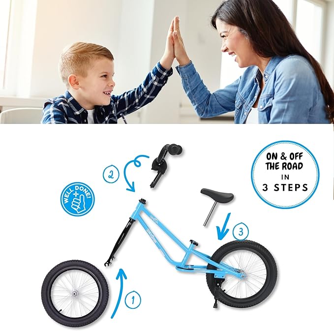 16 Inch Kids Balance Bike for 5-8 Year Old, BMX Kids Bike with No Pedals, Air Rubber Tires, Footrests, Adjustable Height for Big Kids, Boys, Girls (Black)