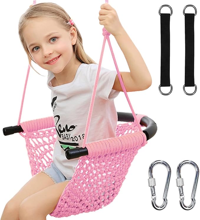 Hi-Na Kids Tree Swing Seat for Kids Rope Swing Seat, Indoor Swing for Kids Outdoor, Backyard Swing Tree Swing Seat Door Swing (Pink)