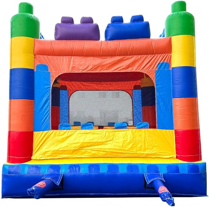 Crossover Building Blocks Inflatable Bounce House, Bouncy Jump Castle for Kids and Toddlers, Outdoor Birthday Party Jumping Bouncer, Commercial-Grade, Without Blower, 13 x 12 x 14.5 Ft