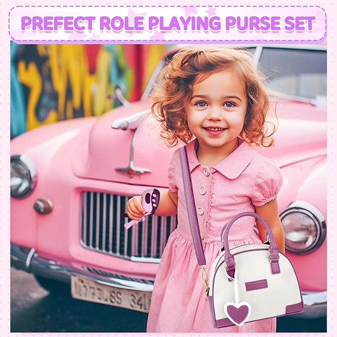 INNOCHEER Little Girls Purse, Kids Toy Purse with Pretend Makeup, Play Purse for Little Girls, Pretend Play Toddler Purse, Birthday Christmas Princess Gifts Toys for Girls 3 4 5 6 7 8 Year Old