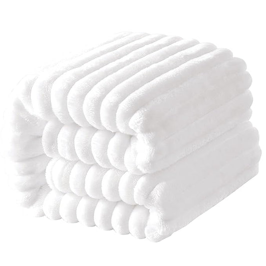 Ntbay Flannel Fleece Twin Blanket, Soft Lightweight Fuzzy Bed Blanket for Couch Sofa Bed All Seasons - White - 60 x 80 inches