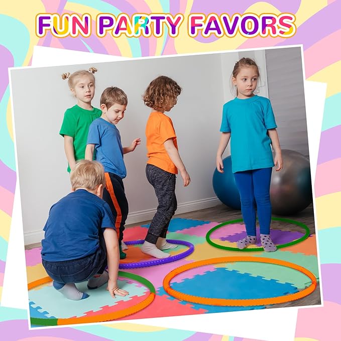 Sratte 12 Pcs Toy Hoop for Kid Detachable Adjustable Toy Hoop Colored Exercise Ring Plastic Circle for Kid Teen Gymnastics Equipment Require Self Assembly(28 Inch,Purple,Green,Orange)