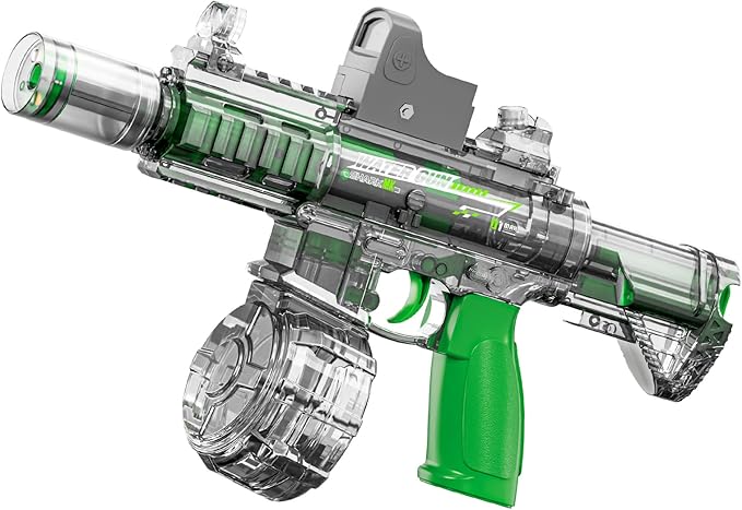 Electric Water Guns for Kids Adults, Transparent Automatic Squirt Guns, Summer Outdoor Beach Swimming Pool Party Toys (Green)