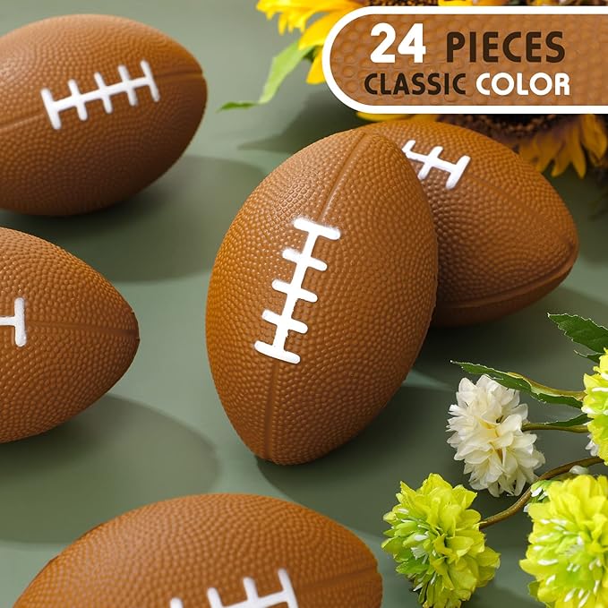 Jerify 24 Pack Foam Footballs 5 inch Bulk Mini Spiral Football Toys Easy Grip Waterproof Small Soft Emulation Foam Footballs for Kids Toddler Indoor Outdoor Play Game Football Party Favors