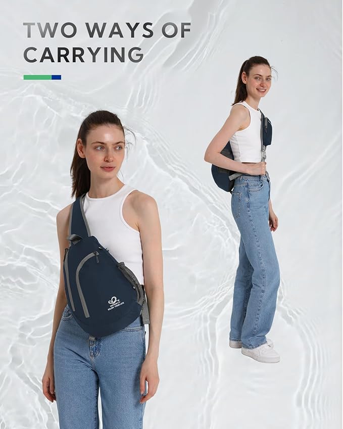 WATERFLY Crossbody Sling Bag Small Water Resistant Backpack Lightweight Shoulder Chest Daypack for Men Women Hiking Travel