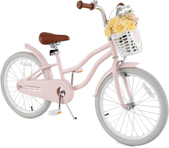 HONEY JOY Kids Bike, 12 14 16 18 20 Inch Toddler Bikes w/Training Wheels, Handbrake & Coaster Brake, Fully Enclosed Chain, Adjustable Handlebar & Seat, Kids Bicycle w/Basket, Girls Boys Bike 3-8