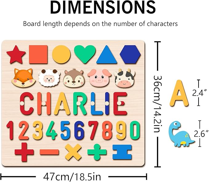 Personalized Name Puzzle for Kids, 5 Lines Custom Wooden Puzzles for Toddlers 1-3, Toddlers Kids Puzzle, 1st Birthday Gifts Boy Girl, Educational Toys, Birthday Easter Christmas
