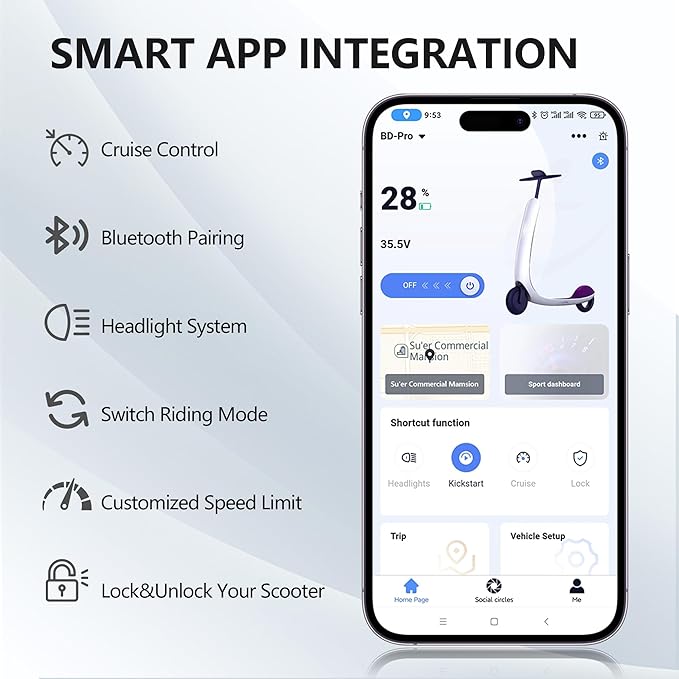 Maxshot Electric Scooter for Adults, 350W Motor Up to 16 MPH, 12 Miles Long Range, Dual EABS Braking, 8.5" Solid Tires, Foldable Commuter E-Scooter with APP Control