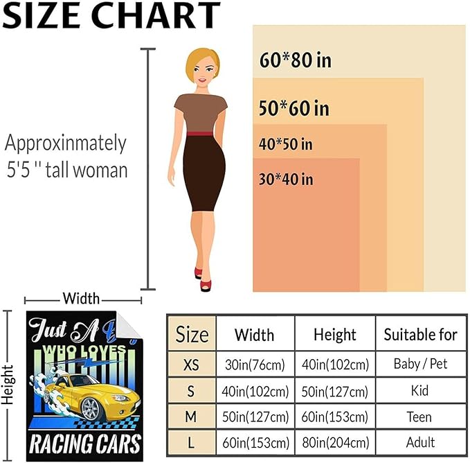 Racing Car Blanket for Boys - 40x50 Inches Cute Race Sport Car Throw Blanket Gifts for Kids Teens Cars Lovers - Black Soft Fuzzy Blankets for Couch Sofa Bed