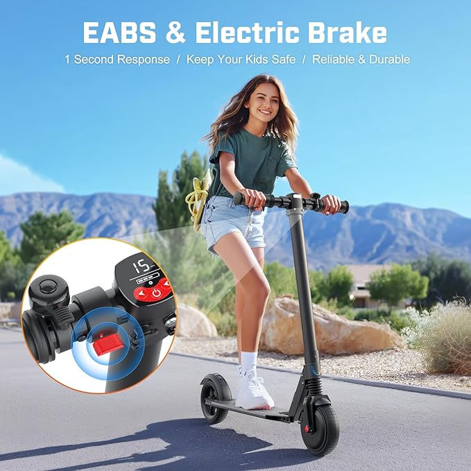 Caroma Electric Scooter for Kids Ages 6-14, 250W/180W/150W Motor & 15 Mph, 85 Mins Ride Time, Adjustable Height & Speed, LED Display, Kids Electric Scooter, Best Gifts for Boys & Girls