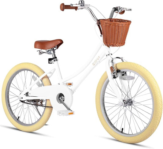 Girls Bike for Age 2-12 Years Old Kids Toddlers 12 14 16 18 20 Inches Retro Bicycles with Training Wheels Basket Bell Ring, Multiple Colors