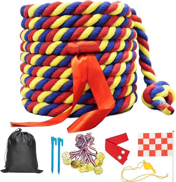 Tug of War Rope for Kids and Adults,20/40/60FT Tug a War Rope for Outdoor Games Field Day Family Reunion Birthday Party Games, Summer Outside Yard Backyard Lawn Picnic Games, Team Building Games