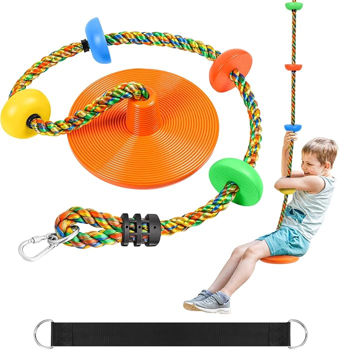 ZNCMRR Tree Swing for Kids Rope Swing for Tree Climbing Rope for Kids Heavy Duty Disc Swings for Kid Outdoor Playground Accessories Swing Set Accessories Swingset Accessories Outdoor(Orange)