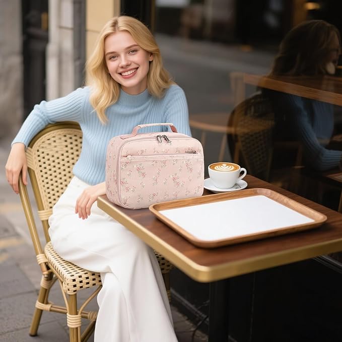 Bluboon Kids Girls Lunch Bag Insulated Lunch Box for school Corduroy Lunch Cooler Organizer School Kids Lunch Tote