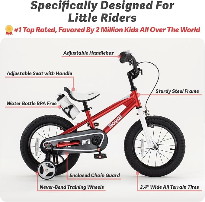 RoyalBaby Kids Bike EZ Freestyle Training Free Balance to Pedal Easy Learning Bicycle, 12-18 Inch for Toddlers to Big Kids