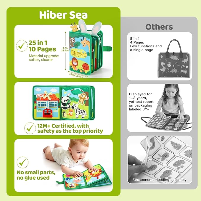 25 in 1 Busy Book for Toddlers 1-3 - Zoo Montessori Toy Toddlers Busy Board for 1 Year Old, Educational Sensory Quiet Toy, Airplane Car Travel Essentials Christmas Birthday Gift for Boy Girl