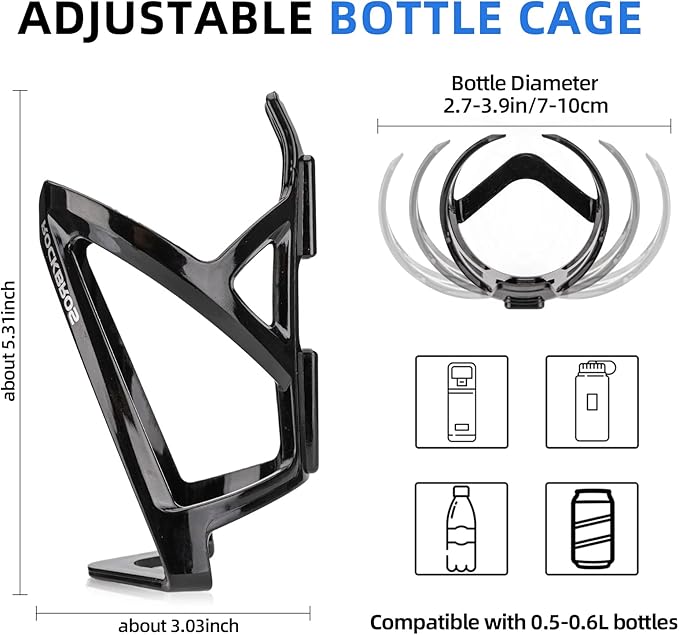 ROCKBROS Bike Water Bottle Holder Ultra-Light Bicycle Bottle Cages with Screws Tool, Universal Bike Cup Holder for Road MTB Mountain Bikes Cycling Accessories（2 Pack）