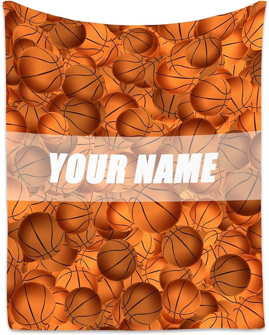 Personalized Basketball Gifts for Boys, Basketball Blanket for Girls Boys, Sport Throw Blankets for Team, Kids Throws for Couch Sofa, Fleece Throw Present Ideas (30x40 Inch)