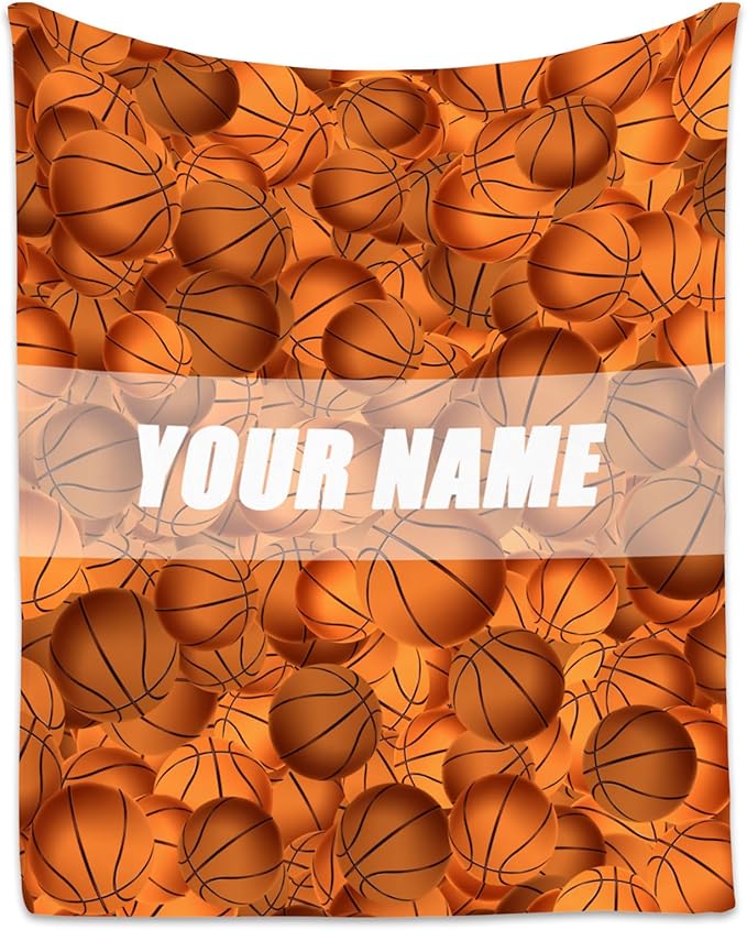 Personalized Basketball Gifts for Boys, Basketball Blanket for Girls Boys, Sport Throw Blankets for Team, Kids Throws for Couch Bed, Fleece Throw Present Ideas (50x60 Inch)