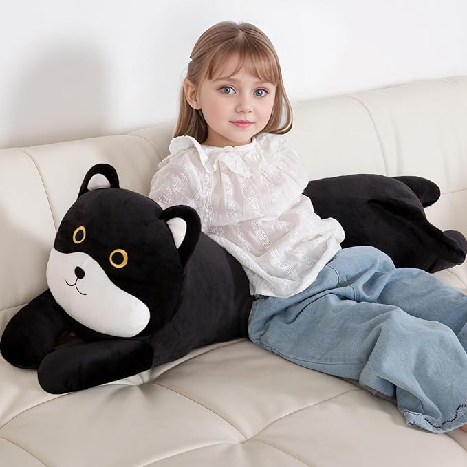 40'' Jumbo Cat Stuffed Animal, Giant Black Cat Long Body Pillow Plush Toy, Big Plushie Cute Kitty Gift for Kids Boys Girls, Birthday, Halloween, Christmas
