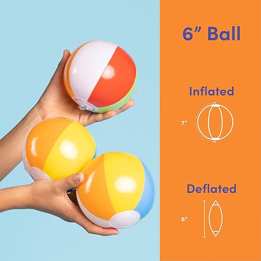 Top Race Mini Beach Balls Bulk - 5 Inch Inflatable Balls for Summer Party, Ocean Party Decorations, Pool Toys for Kids - Set of 25 Rainbow Beach Ball for Birthdays, Vacation, Pool, Hawaiian Parties