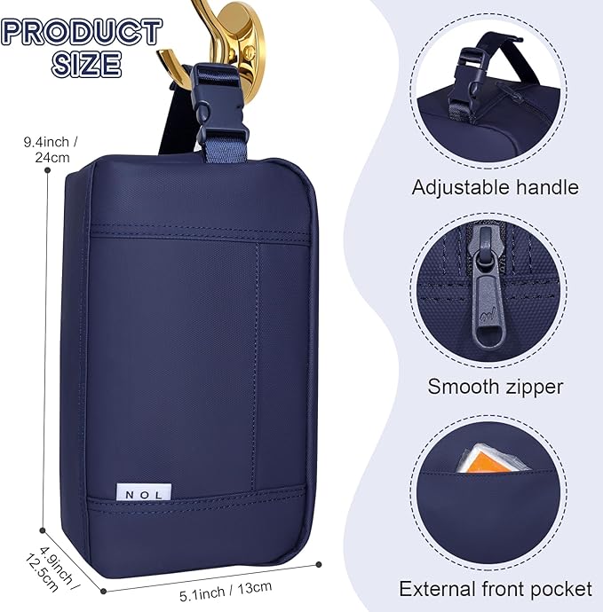 NOL Natural Organic Lifestyle Freezable Snack Bag, Leakproof Cooler Lunch Bag, Reusable, Zip Closure with Buckle Handle Nylon Waterproof Snack Box for Work Travel-Navy blue