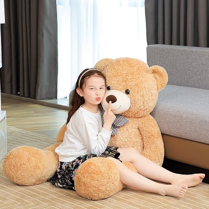 Giant Teddy Bear 55" Stuffed Animals Plush Toy, Cute Life Size Big Soft Bear for Boy Girl Birthday Valentine Mother's Day, 7 LBs, 140 CM, Lihgt Brown